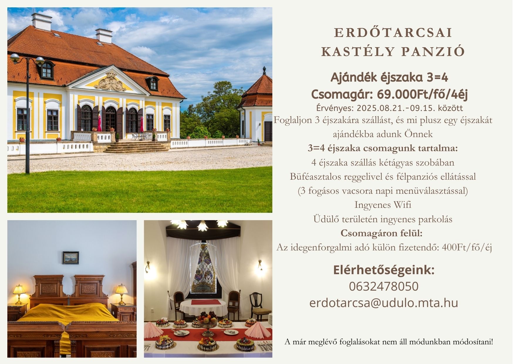 Erdőtarcsai Kastély panzió 3+1 ajánlat