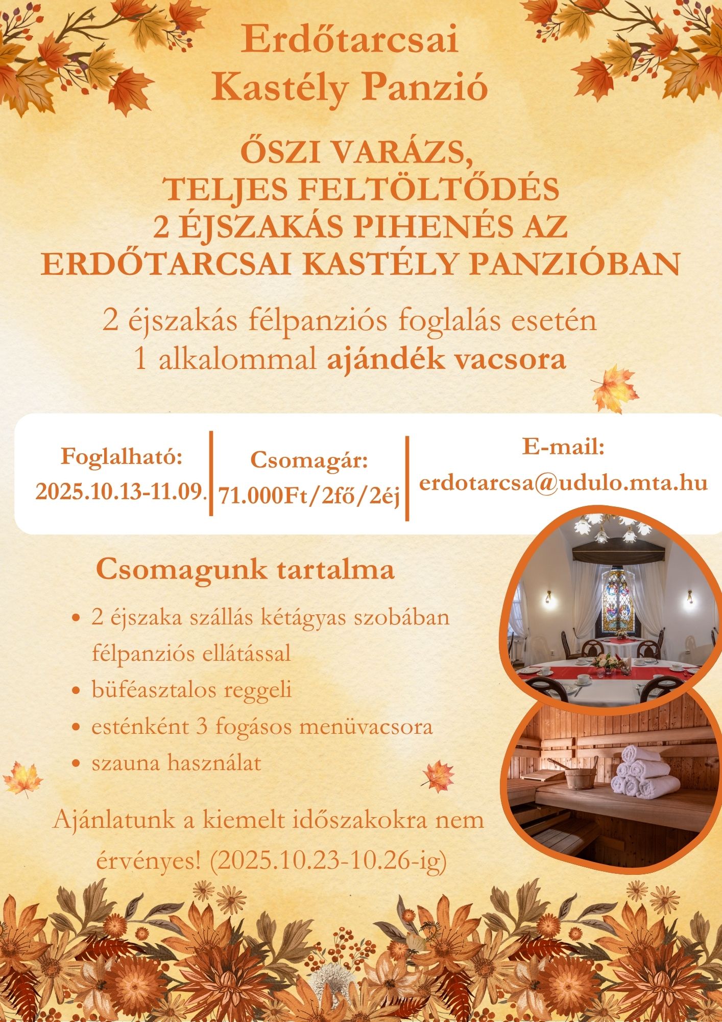 Erdőtarcsai Kastély Panzió őszi varázs